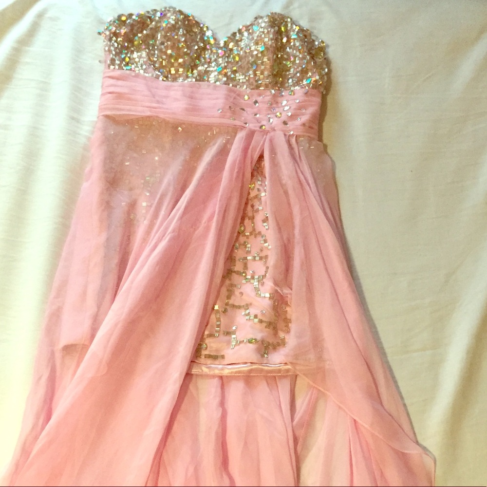 Pink Blush High Low Prom Dress